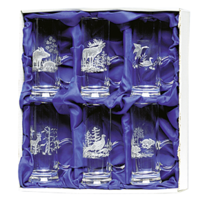 Borrelglaasjes met handvatjes gegraveerd in geschenkdoos