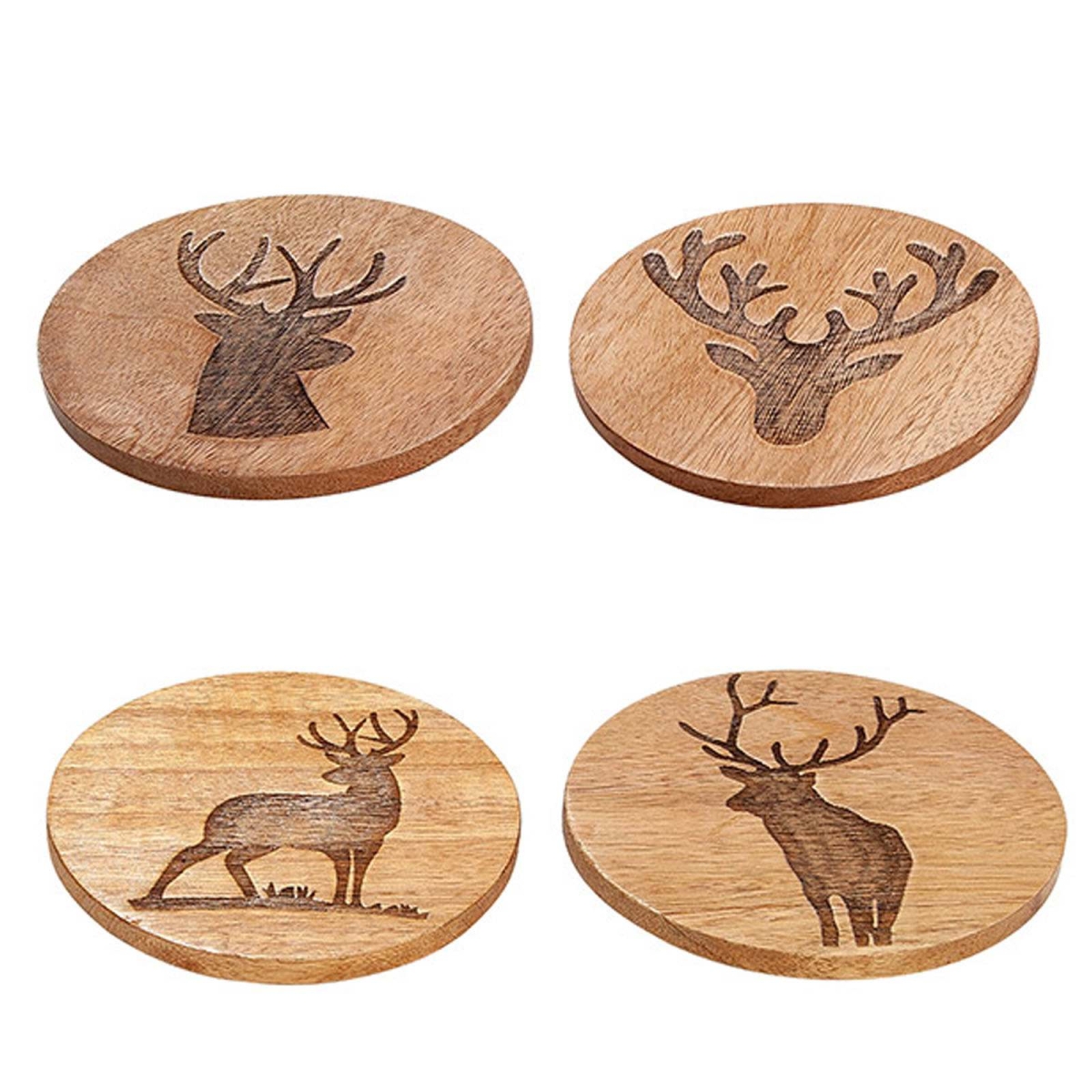 Houten onderleggers hert (10cm) 4st
